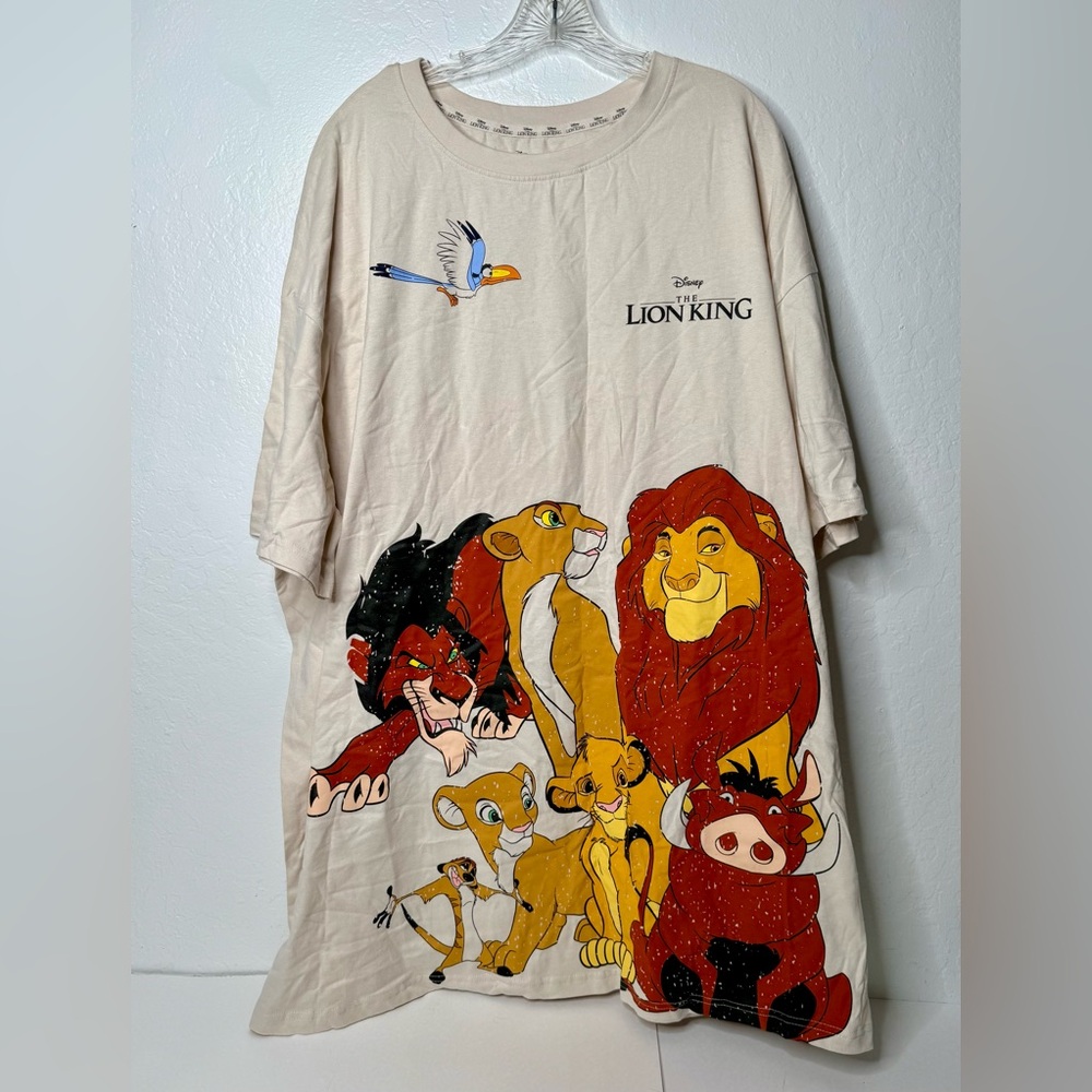 Lion King Sleeper Shirt Womens Plus Size 2XL Beige Simba Pumba  Pajama Rare 2009